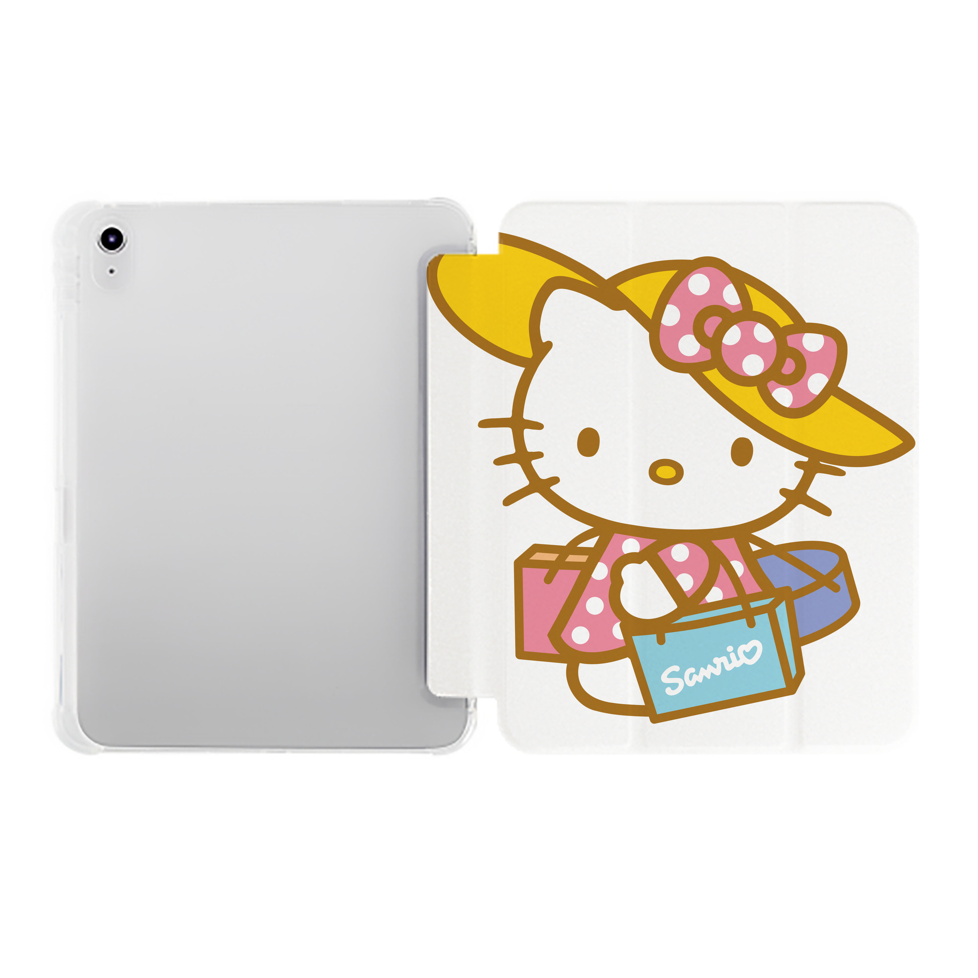 （画像用） Hello Kitty ハローキティ IPad ケース ペン収納付き 三つ折りスタンド PUレザー×シリコン 対応機種9.5/10.5/10.9インチ